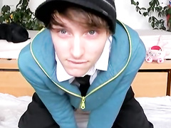 Beautiful young man exposes his tight appetizing ass