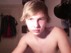 Hot Russian teenager rubs his dick in bedroom