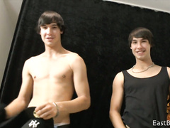 Two jocks demonstrate their tight sportive ass