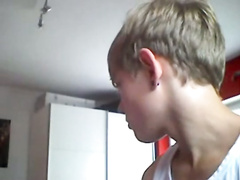 Young and clumsy Euro boy experiences orgasm