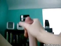 Some sexy dance from a gay twink with a curved dick
