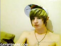 Hot emo boy blows a load on webcam