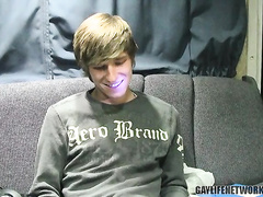Smoking hot twinks giving interview behind the scenes