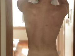 Michael Ramos plays in the shower