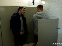 Twink cutie meets handsome gay in bathroom and invites him to his place