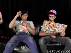 Teen twinks are watching magazine and getting hotly excited