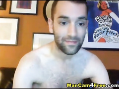 Gay fucks toy in various poses and sucks it