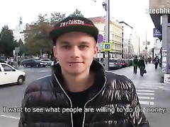 Charming handsome young guy gets seduced by gay stranger with camera