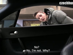 Handsome guy takes the taxi and gets seduced by driver