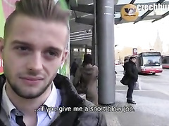 Twink hooks handsome young guy and fucks his mouth