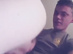Handsome gay is pleasuring smooth deepthroat blowjob from his boyfriend
