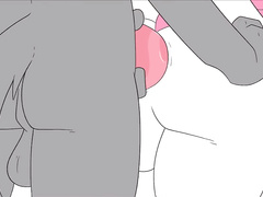 Cute bunny Reggie gets a rabbit cock stuffed under his tail